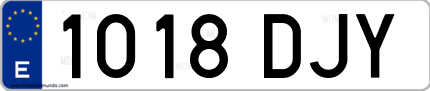 Ejemplo de matrícula de coche ordinaria 1018 DJY