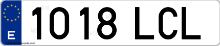 Ejemplo de matrícula de coche ordinaria 1018 LCL