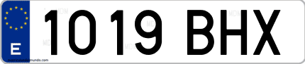 Ejemplo de matrícula de coche ordinaria 1019 BHX