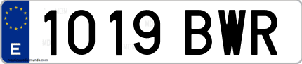 Ejemplo de matrícula de coche ordinaria 1019 BWR