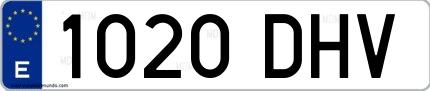 Ejemplo de matrícula española 1020 DHV