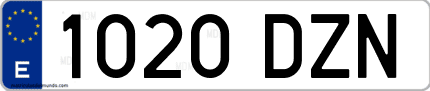 Ejemplo de matrícula de coche ordinaria 1020 DZN