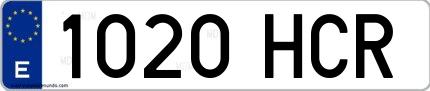 Ejemplo de matrícula española 1020 HCR