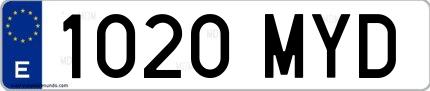 Ejemplo de matrícula española 1020 MYD