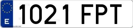 Ejemplo de matrícula española 1021 FPT