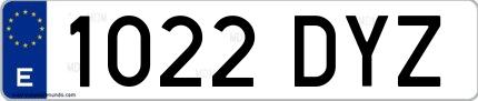 Ejemplo de matrícula española 1022 DYZ