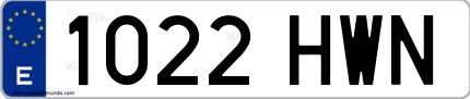 Ejemplo de matrícula española 1022 HWN