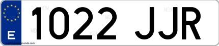 Ejemplo de matrícula española 1022 JJR