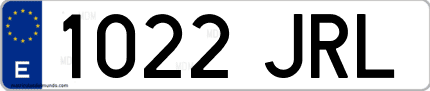 Ejemplo de matrícula de coche ordinaria 1022 JRL