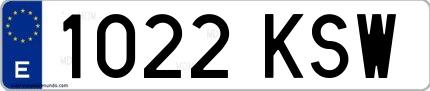 Ejemplo de matrícula española 1022 KSW