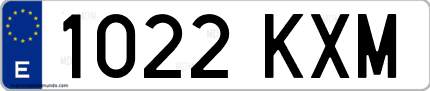 Ejemplo de matrícula de coche ordinaria 1022 KXM