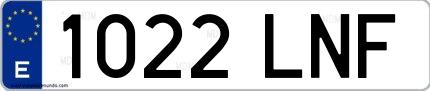 Ejemplo de matrícula española 1022 LNF