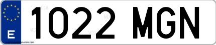 Ejemplo de matrícula española 1022 MGN