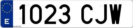 Ejemplo de matrícula española 1023 CJW