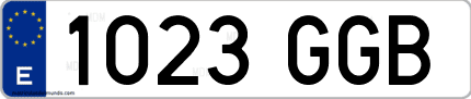 Ejemplo de matrícula de coche ordinaria 1023 GGB