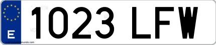 Ejemplo de matrícula española 1023 LFW