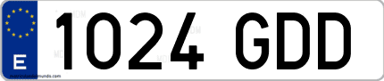 Ejemplo de matrícula de coche ordinaria 1024 GDD