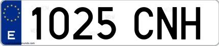 Ejemplo de matrícula española 1025 CNH