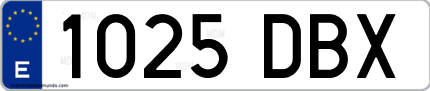 Ejemplo de matrícula de coche ordinaria 1025 DBX