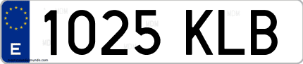 Ejemplo de matrícula de coche ordinaria 1025 KLB