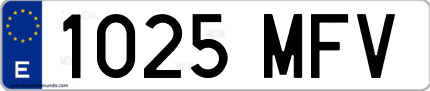 Ejemplo de matrícula de coche ordinaria 1025 MFV