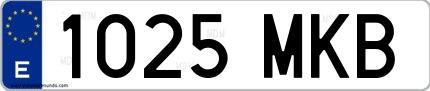 Ejemplo de matrícula española 1025 MKB