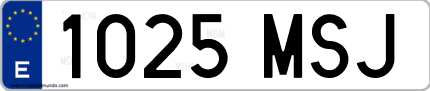 Ejemplo de matrícula de coche ordinaria 1025 MSJ