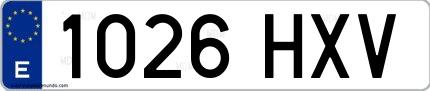 Ejemplo de matrícula española 1026 HXV