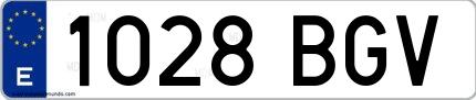 Ejemplo de matrícula española 1028 BGV