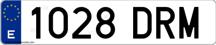 Ejemplo de matrícula de coche ordinaria 1028 DRM