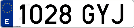 Ejemplo de matrícula de coche ordinaria 1028 GYJ