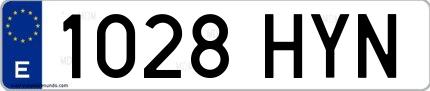 Ejemplo de matrícula española 1028 HYN