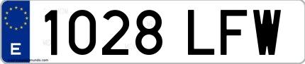 Ejemplo de matrícula española 1028 LFW