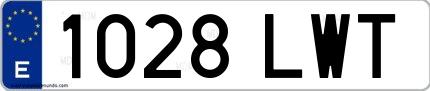 Ejemplo de matrícula española 1028 LWT