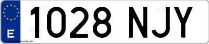 Ejemplo de matrícula española 1028 NJY