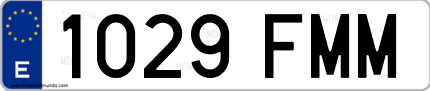 Ejemplo de matrícula de coche ordinaria 1029 FMM