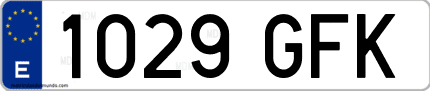 Ejemplo de matrícula de coche ordinaria 1029 GFK