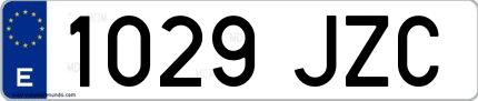 Ejemplo de matrícula española 1029 JZC