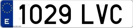 Ejemplo de matrícula española 1029 LVC