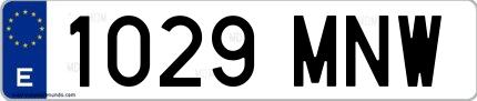 Ejemplo de matrícula española 1029 MNW