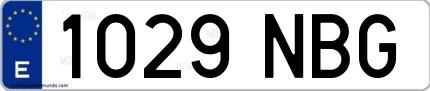 Ejemplo de matrícula española 1029 NBG