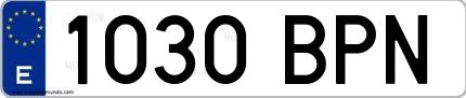 Ejemplo de matrícula española 1030 BPN