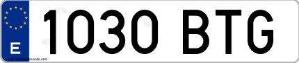 Ejemplo de matrícula española 1030 BTG