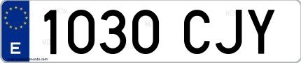 Ejemplo de matrícula española 1030 CJY