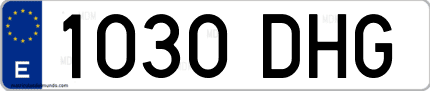 Ejemplo de matrícula de coche ordinaria 1030 DHG