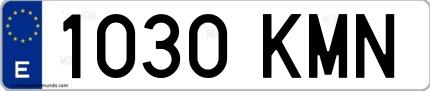 Ejemplo de matrícula española 1030 KMN