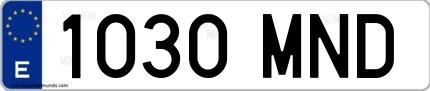Ejemplo de matrícula española 1030 MND