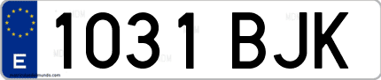 Ejemplo de matrícula de coche ordinaria 1031 BJK