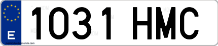 Ejemplo de matrícula de coche ordinaria 1031 HMC