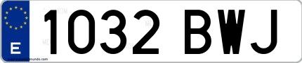 Ejemplo de matrícula española 1032 BWJ